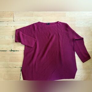 EILEEN FISHER burgundy Red Silk Cashmere Sweater Size L Women Ribbed Casual AM25